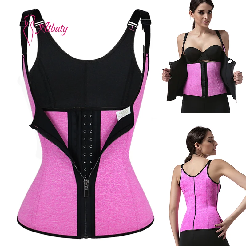 

Pink Neoprene Women Waist Trainer Corset For Weight Loss Sport Body, As shown