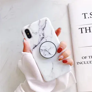 Marble cell phone  Case For SAMSUNG A40 A50 A70 Fashion Grip Stand Holder Silicone Soft