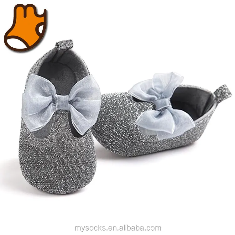 

Custom Silver Strond Baby Shoes 2017 with Bow, Customized