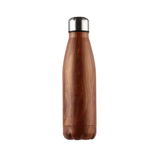 Image of Custom Oem Eco-Friendly Stainless Steel Water Bottle Sport Vacuum Insulated Double Wall Stainless Steel Bamboo Water Bottle