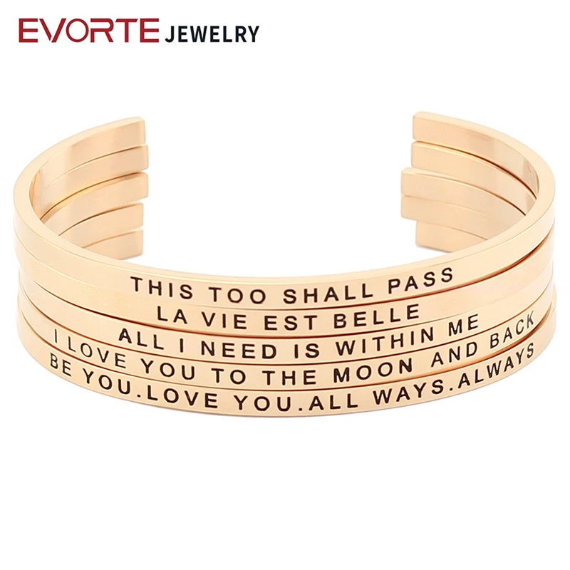 

Wholesale Rose Gold 316L Stainless Steel Mantra Bangle Bracelet