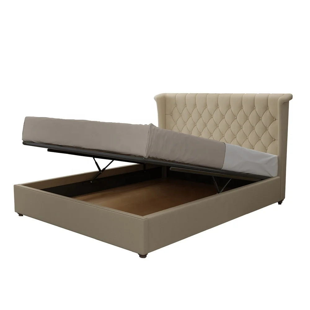 
latest leather designs gas lift storage queen bed frame 