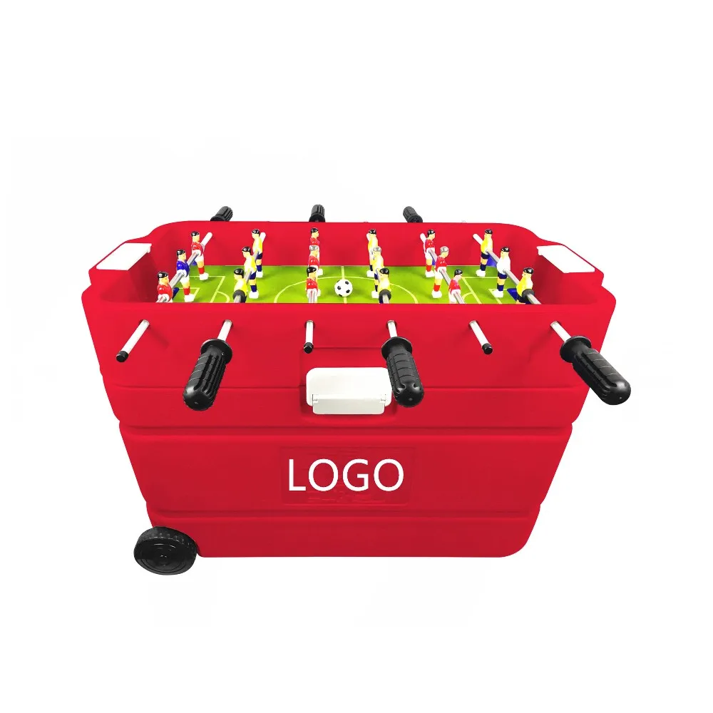 Plastic 60l Red Cooler Box With Mini Foosball Soccer Table Game For