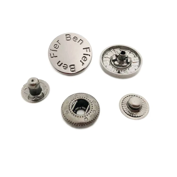 

Gunmetal engraved logo custom four parts metal press snap fasteners button for decorative