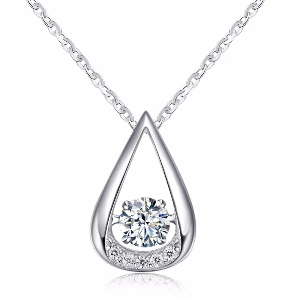 

RINNTIN SN40 Water Drop Necklace Jewelry Wholesale 925 Sterling Silver Crystal Necklace for Women