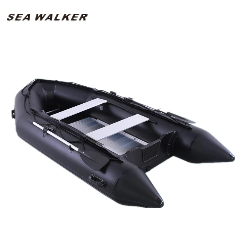 

Seawalker 0.9mm PVC inflatable boat 3.3M with aluminum floor for fishing rowing and drifting, White;blude;red;yello etc