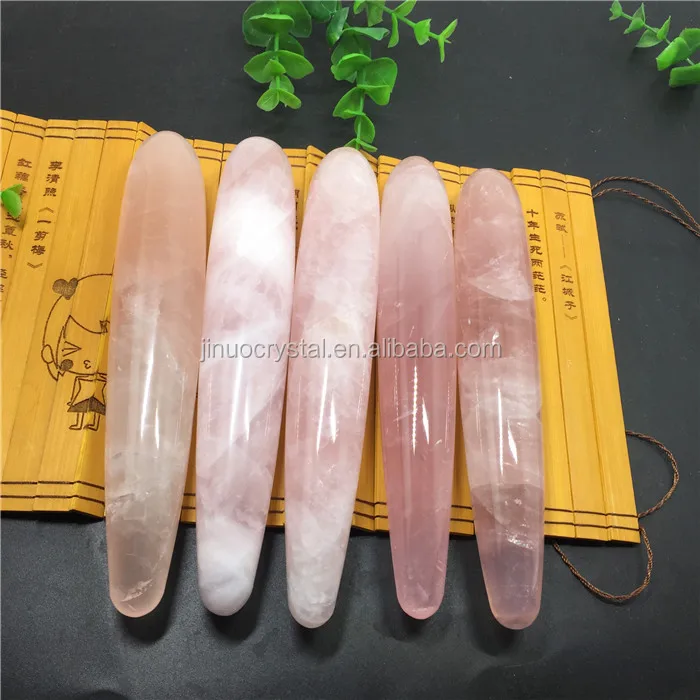 Natural Quartz Rose Crystal Dildo Healing Crystal Penis Carved Pink
