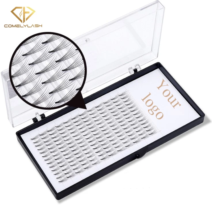 

private label packaging box silk fans 5d 6d premium eyelash extension premade volume lashes, Natural black