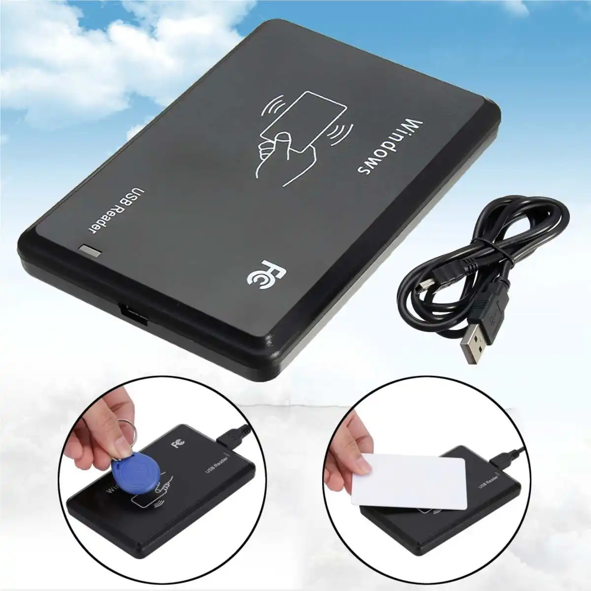 JUNERAIN Smart Card USB Smart Card Reader 14443A RFID-Kartenlesegerät 13,56 
