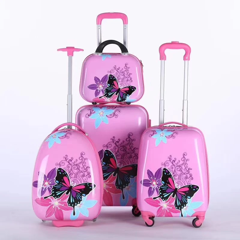 

wholesale fashion lightweight abs pc 360 degree wheel telescopic trolley smart luggage set kids children suitcases bobby bags, Pink or custom