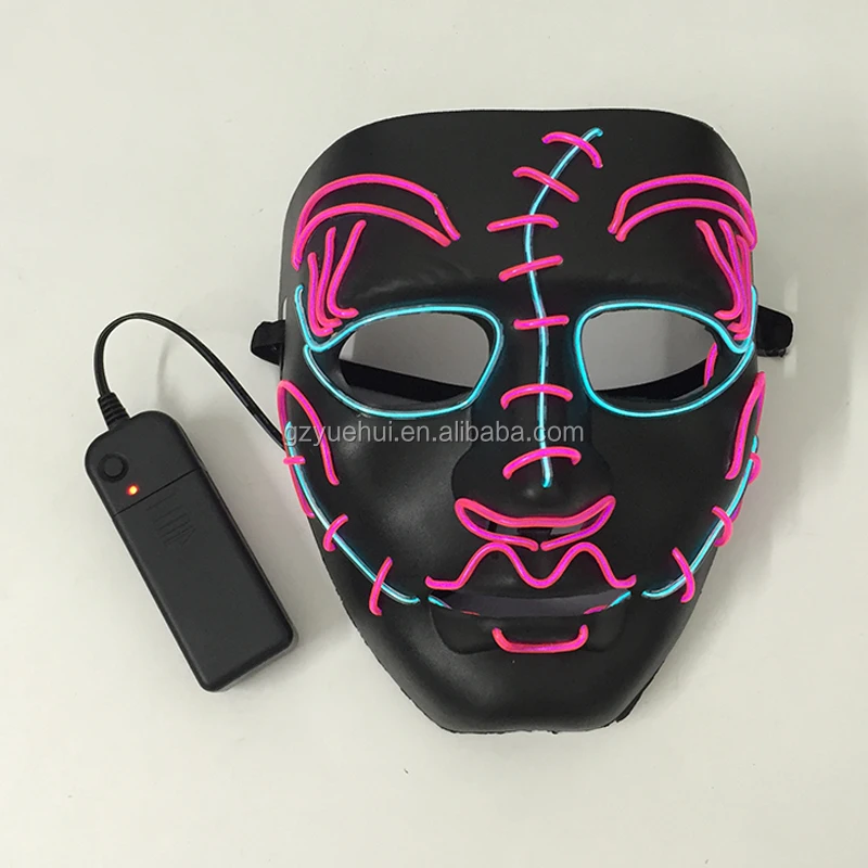 Night Twinkling Scary Mask Led Strip Stitching Face Mask Shock Party Supplies Neon Glow Light Rave Halloween Mask Luminous