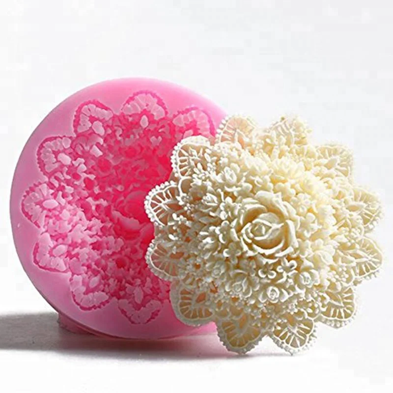 Rose Design Silicone Lace Cake Mould for Handmade Soap Cake Jelly Pudding Chocolate