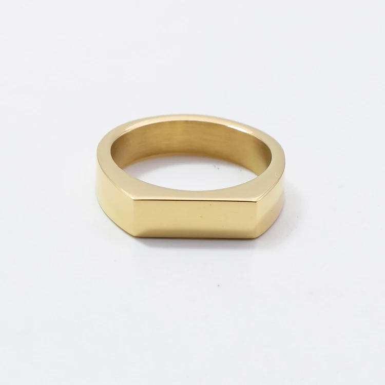 

simple design high polished 18k gold blank bar rings can be custom any name and logo ring for men women