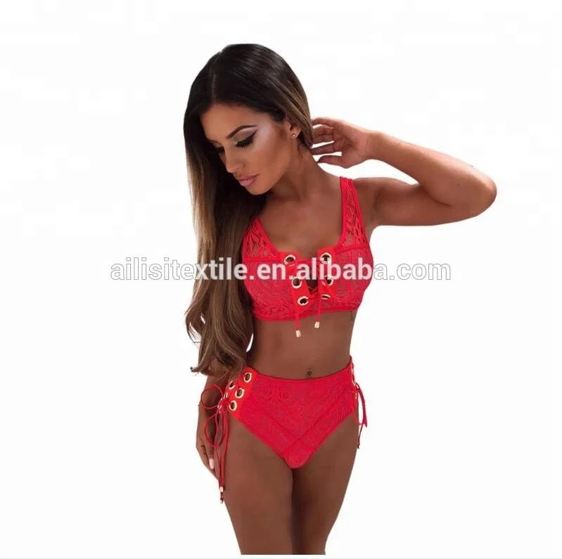 

Hot sale New design Sexy Wholesale Hollow out bandage bikinis woman swimwear 2018, Shown