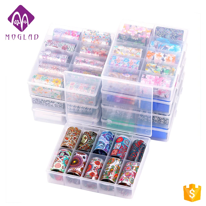 

New Arrival 24 Designs TZ Series Nail 3D Sticker 10 Rolls /Box Colorful Holographic Transfer Foil Paper Decal, Picture