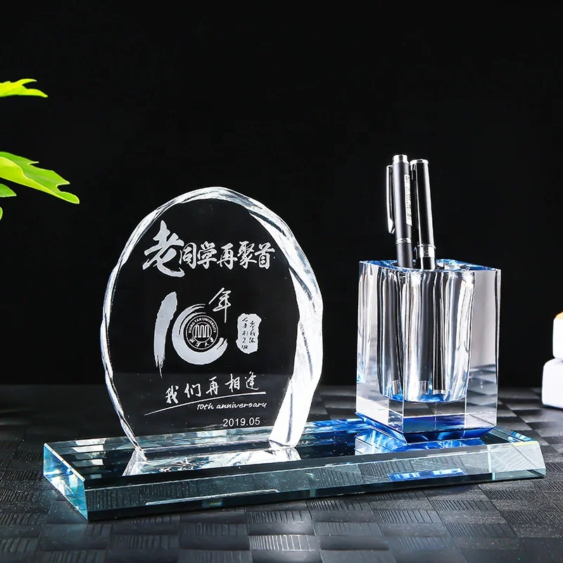 Wholesale Crystal Personalized Pen Holder / High Grade Office Desk Top Gifts Crystal Desktop