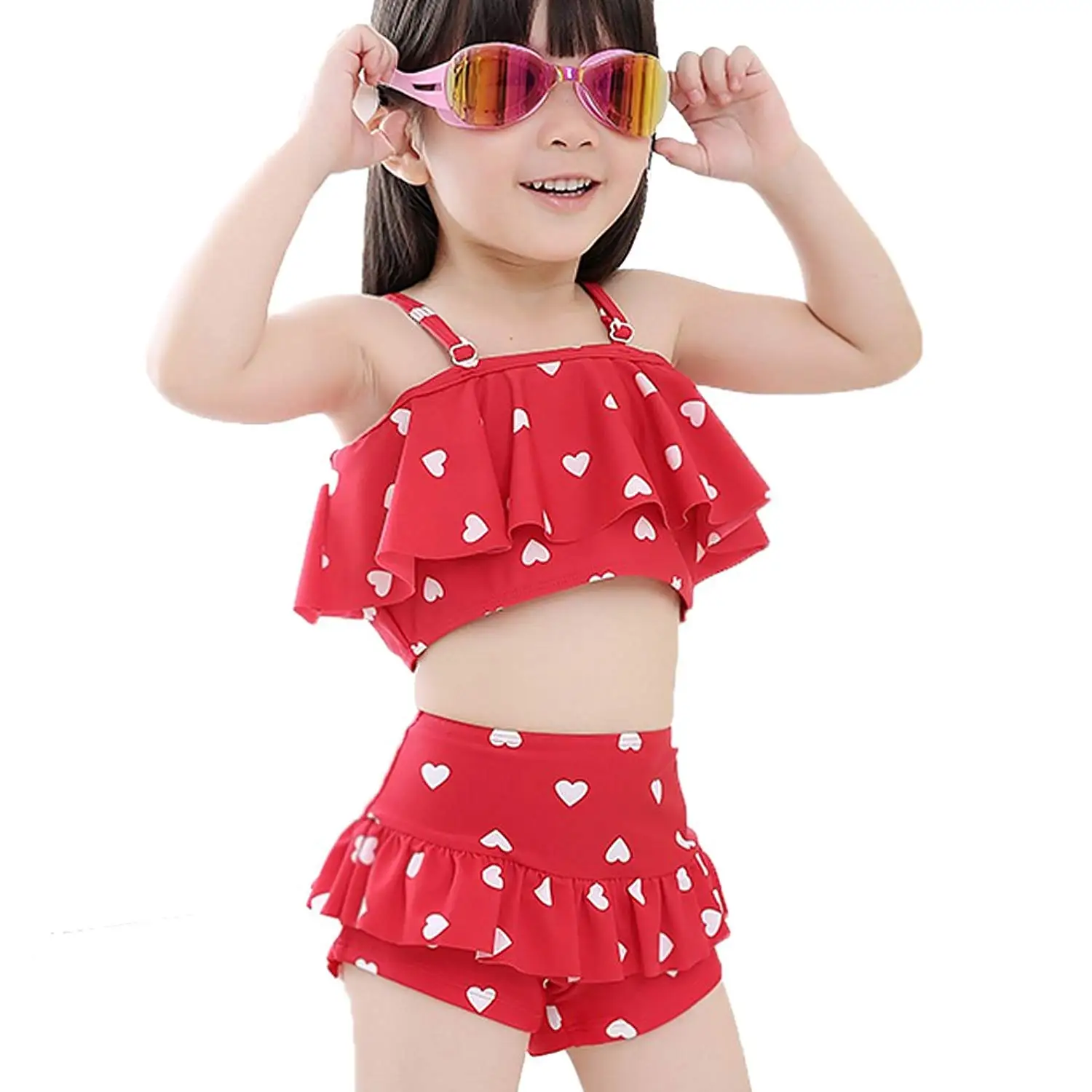 Buy Little Gilrs Lovely Flounced Skirt-style Split 2ps Swimwear in ...