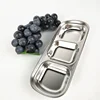Home kitchen 3 compartment sauce dish rectangle metal condiment caddy japanese style sauce dish