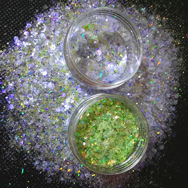 

Irregularity Fractal glitter and hexagon glitter mixed formation super shiny make up nail art artware DIY art