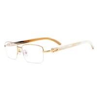 

Latest Design Spectacle Frames Vintage Buffalo Horn Glasses Half Frame Optical Frame Eyeglasses Optical Eyewear