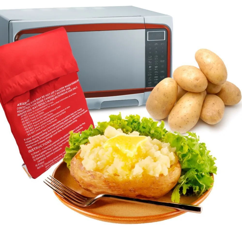 

Red Washable Cooker Bag Baked Potato Microwave Cooking Potato Quick Fast (cooks 4 potatoes at once)