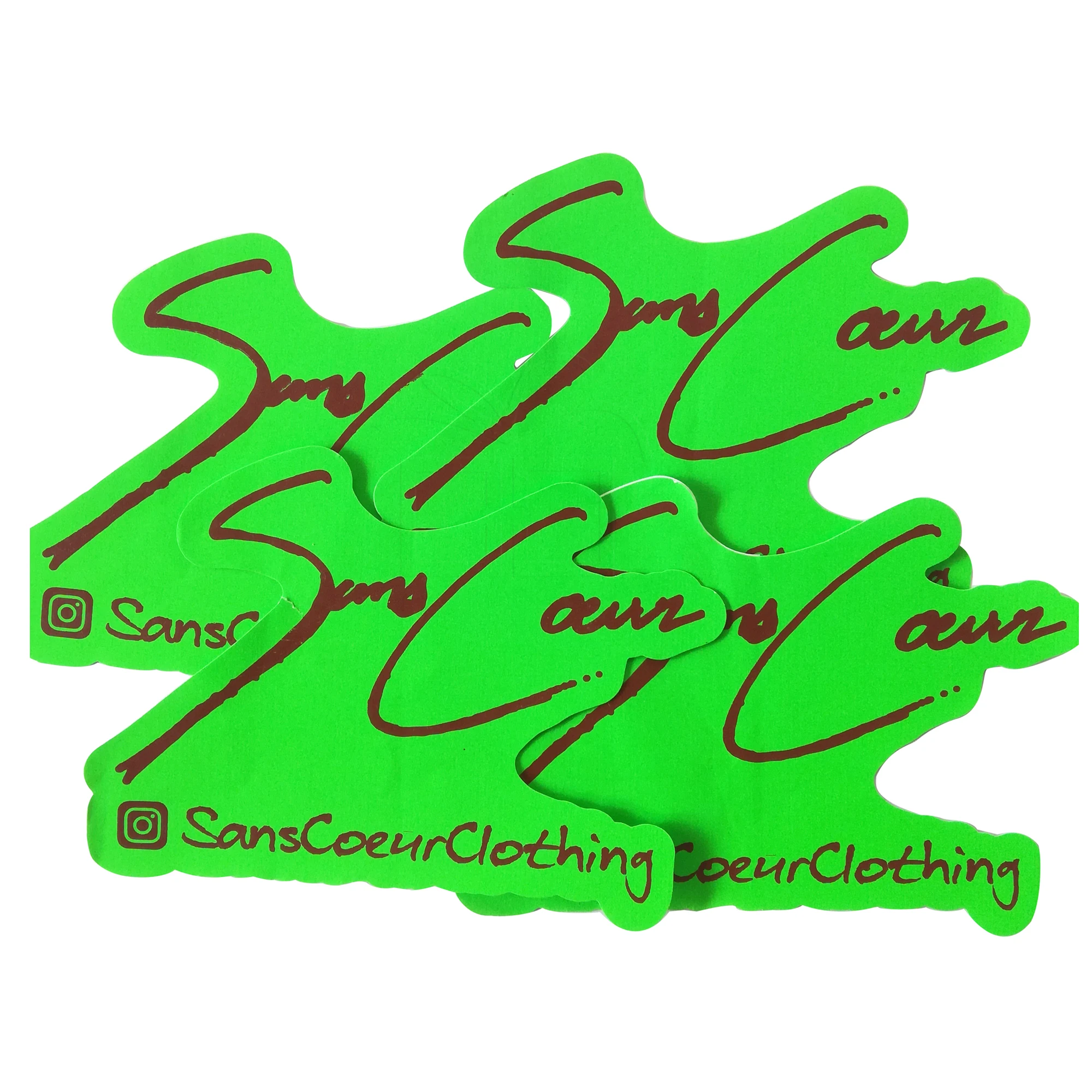 

Custom logo Die Cut Fluorescent green Adhesive Paper Stickers