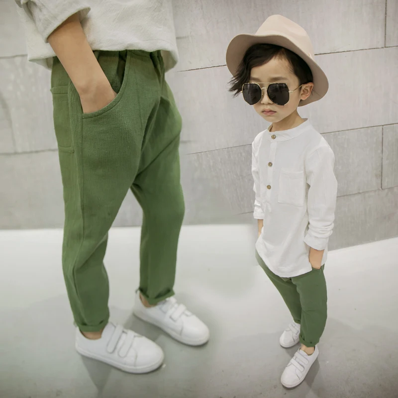 

Child Clothes Pocket Design Linen Trousers Of China Factory, As picture