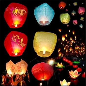 flying chinese paper lanterns