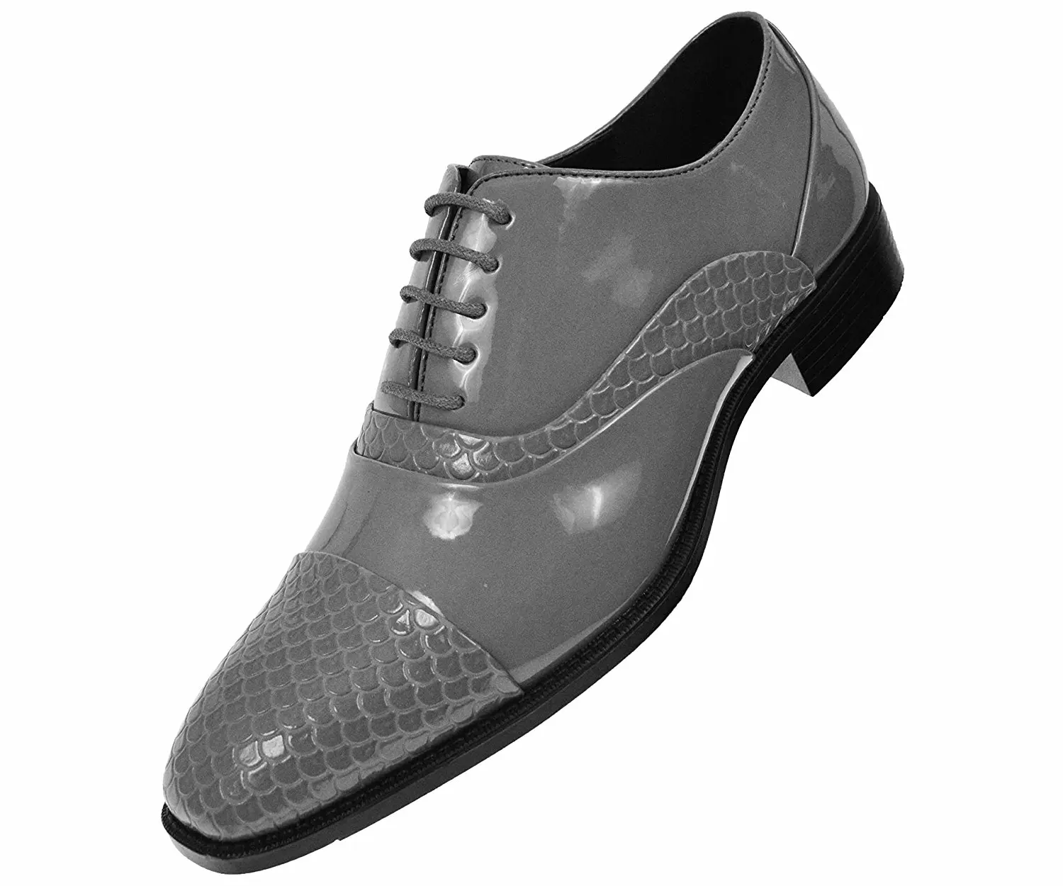 Buy Bolano Mens Two Tone Cap Toe Grey and Black Oxford