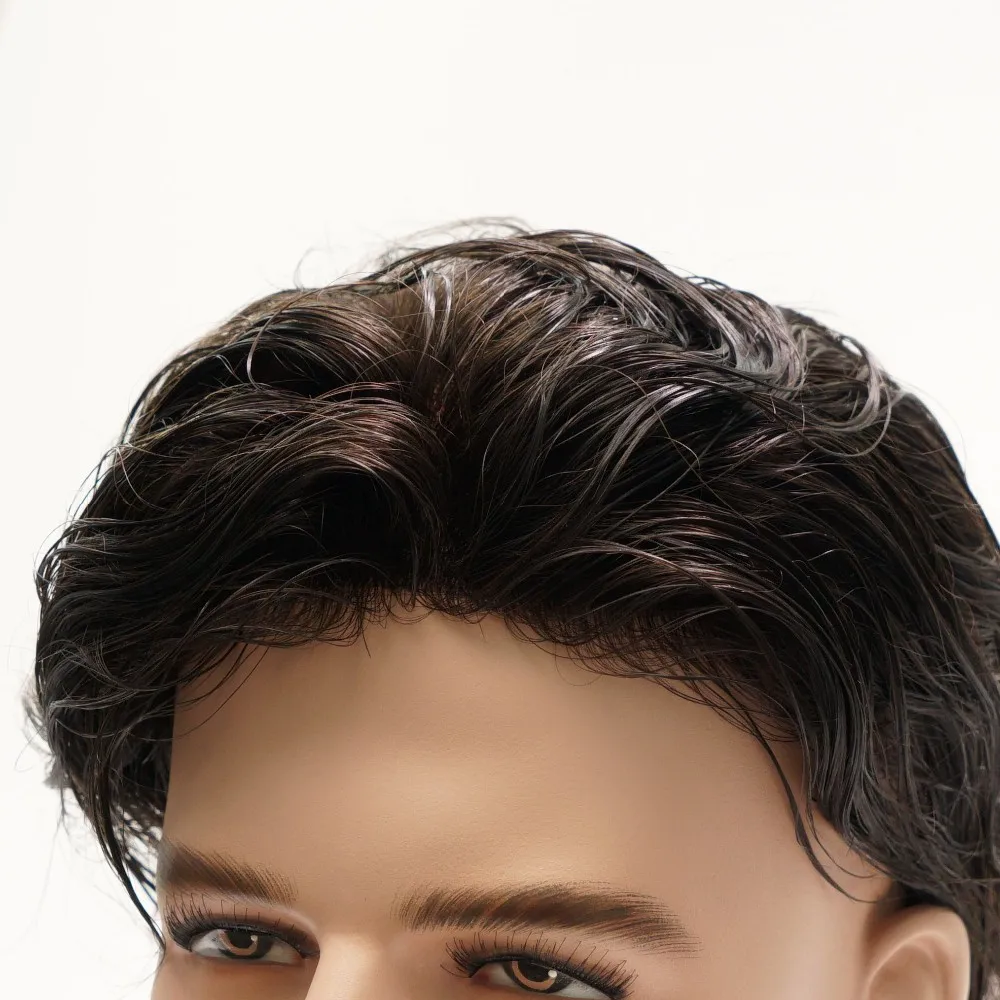 印度人发片黑色男士假发单基地更换假发