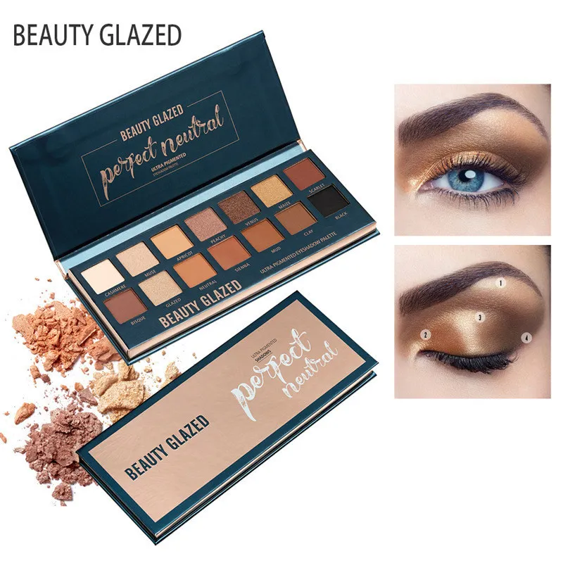 

BEAUTY GLAZED Makeup Glitter Eyeshadow Pallete Matte The Nude Balm Eye shadows Pigment Shiny soft Shadows glam Powder Cosmetics