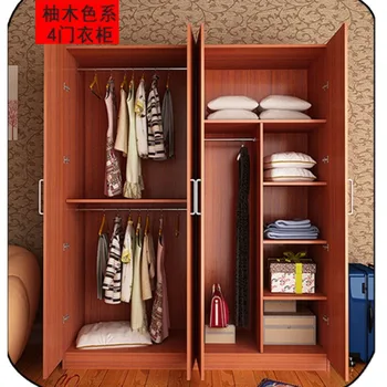 Wholesale Price Furniture Simple 4 Door Laminated Mdf Wardrobe