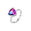 RI00177 Yiwu WT natural rainbow gem white gold plated 925 sterling silver geometric triangle dating for couples ring