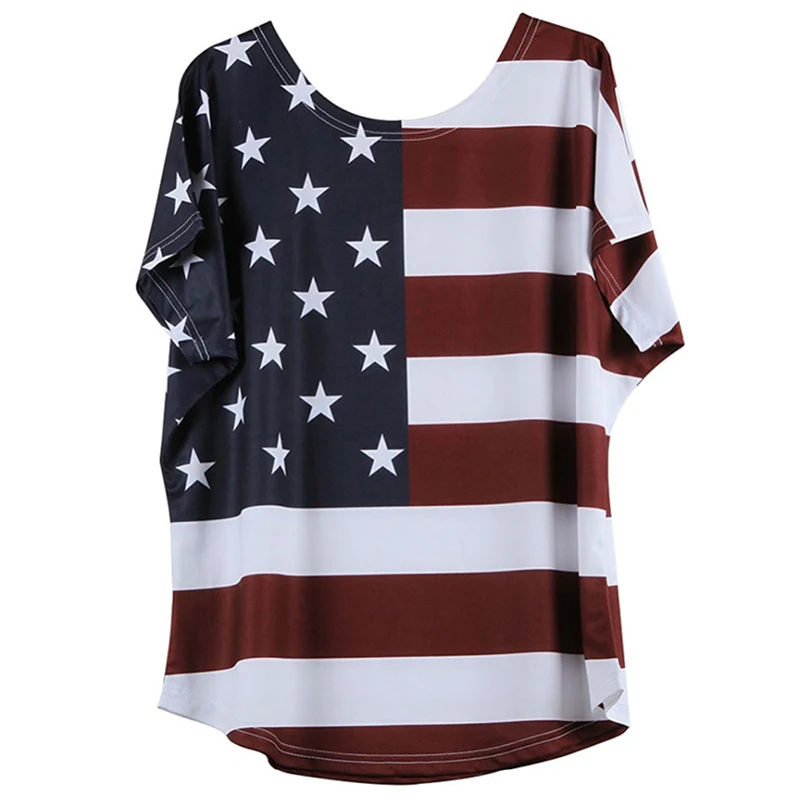 

New arrival wholesale polyester promotional 3d digital USA flag print women t shirt, As the picture