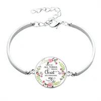 

wholesale Fashion silver Psalm Bracelet Print Glass Dome Charms Bracelet Bible Verse Quote Jewelry Gift For Christian