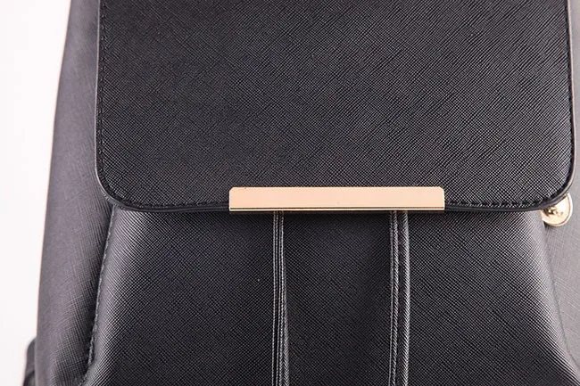 Wholesale Best Price Black Plain Saffiano PU Ladies Backpack 2016