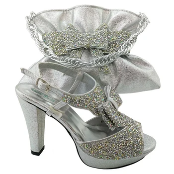 silver shoes matching bag