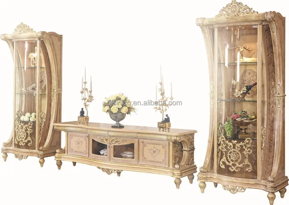 Luxury French Rococo Living Room Furnitur Tv Cabinet Set/ Retro Vivid ...