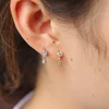 cz drop charm elegant 925 sterling silver wholesale jewelry two tiny bezel cz ear topper earring