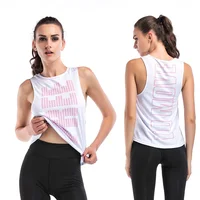 

Polyester Spandex Gym Workout Tank Tops Pink Printing Sleeveless Sports Vest