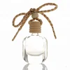 Graceful Car Hang Pendant Perfume Bottle, Glass Elegant Perfume Refillable Container with Wooden Cap