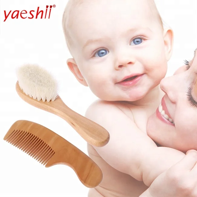 

Yaeshii 1 Set Baby goat hair Brush Comb Hair Head Massage Wooden Handle Wool Newborn Kids Care Kit-m15