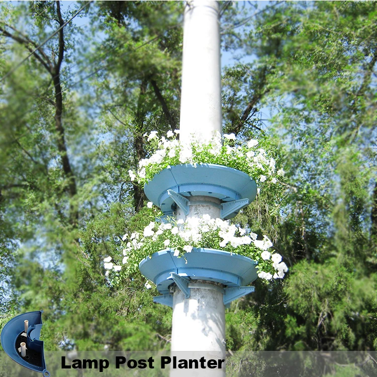 

street decoration growing systems Vertical Greening Lamp Post Hanging Plastic Planters, Blue