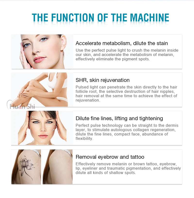 Mejor OPT SHR IPL + Elight + RF + ND YAG Laser 4 en 1 Máquina multifunción de belleza para el cuidado de la piel facial