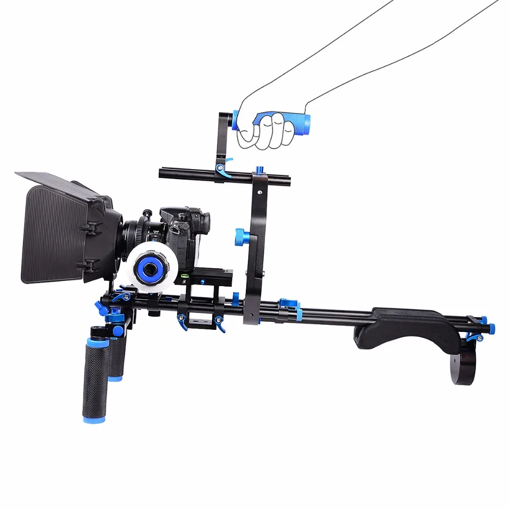 

YELANGU D201 Professional Shoulder Rig Aluminium Alloy Camera Support DSLR rig +Matte Box+Follow Focus+C-shape Support, N/a