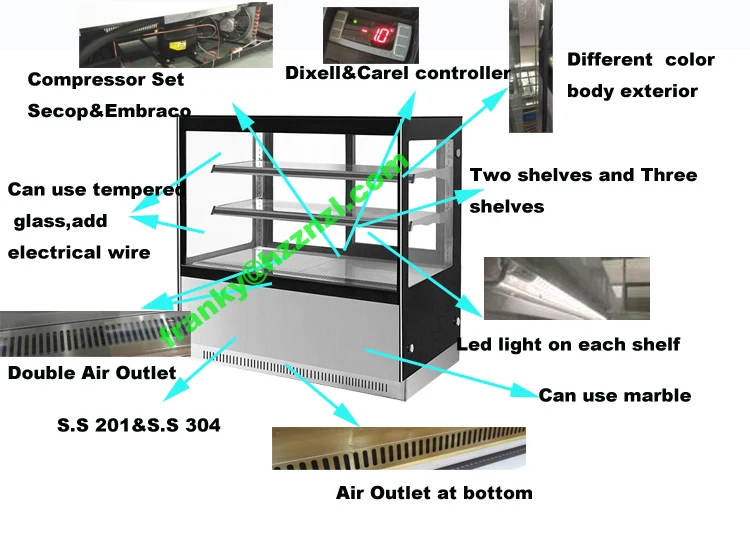 New Refrigerated Cooling Display Square Commercial Display Case