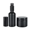 Wholesale cosmetic packing 15g 30g 50g amber black green and clear glass dropper bottle and glass cream jar
