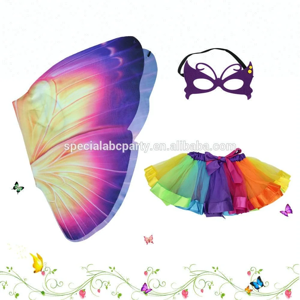 

Girls Purple Butterfly Wing Costumes For Kids With TuTu Skirt And Butterfly Mask Birthday Party Supplies