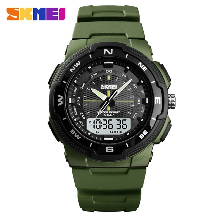 

New SKMEI 1454 Men's Sports Watches Luxury Dual Display Quartz Clock Men 50M Waterproof Military LED Digital Electronic Wrist Wa, N/a