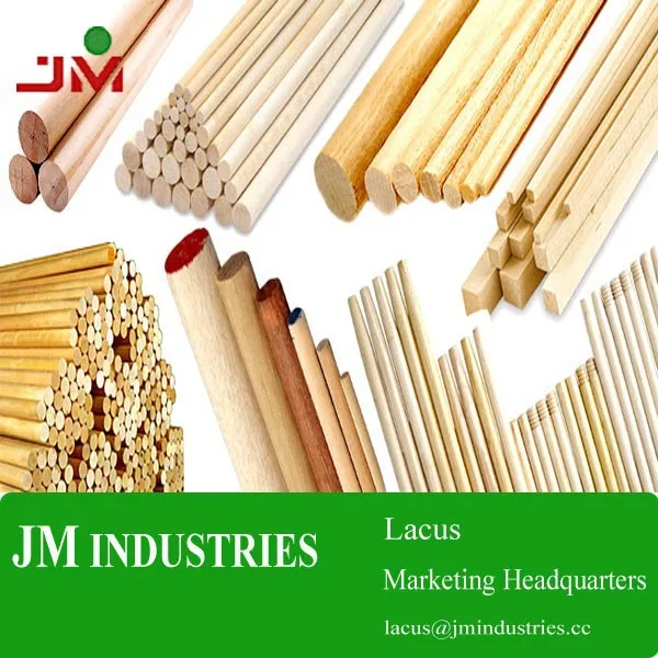 wooden threaded curtain dowel rods bar for garden tools shovel&